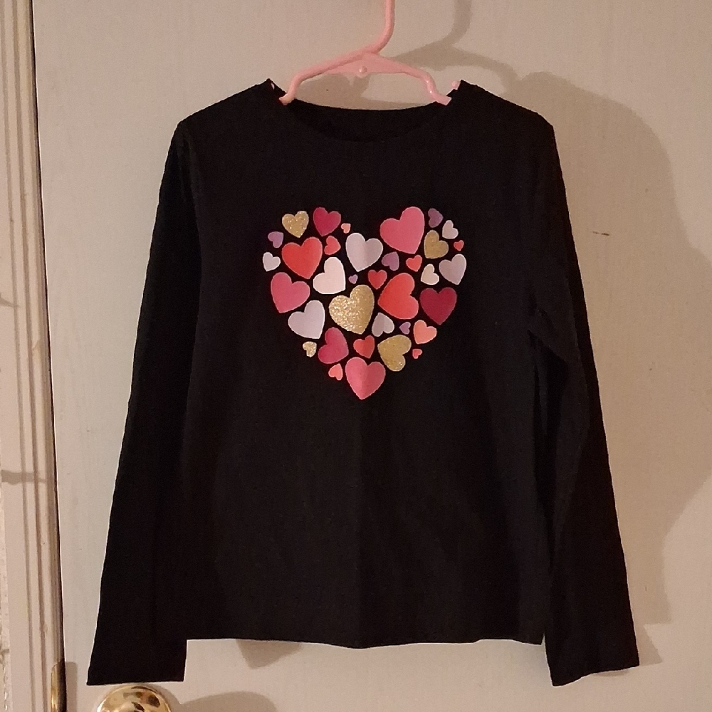 Black Heart Pattern Kids Shirt